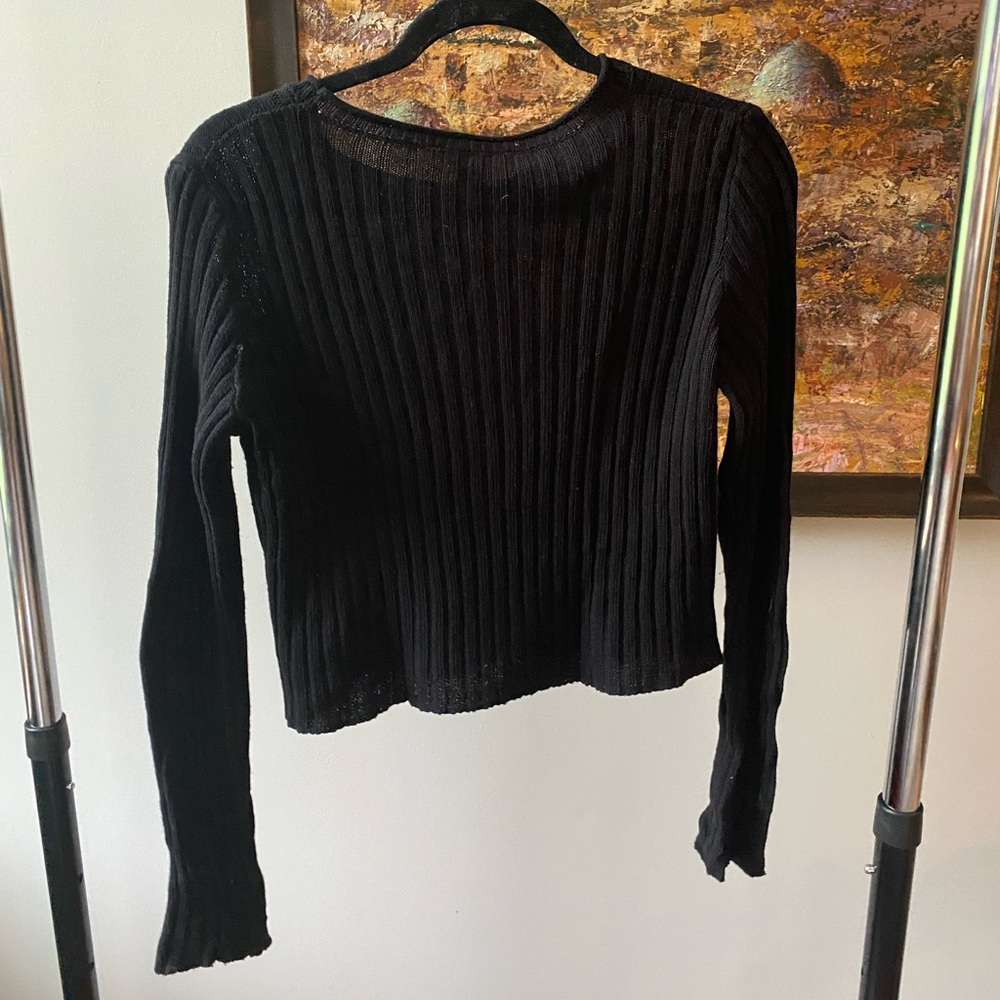 Black, Ribbed, Slightly Cropped Sweater